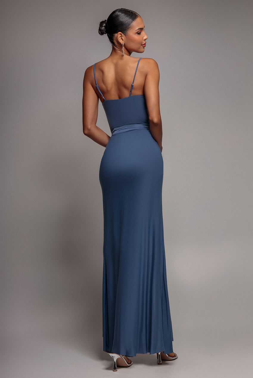 Goddiva Wrap Front Maxi Slip Dress With Waist Tie