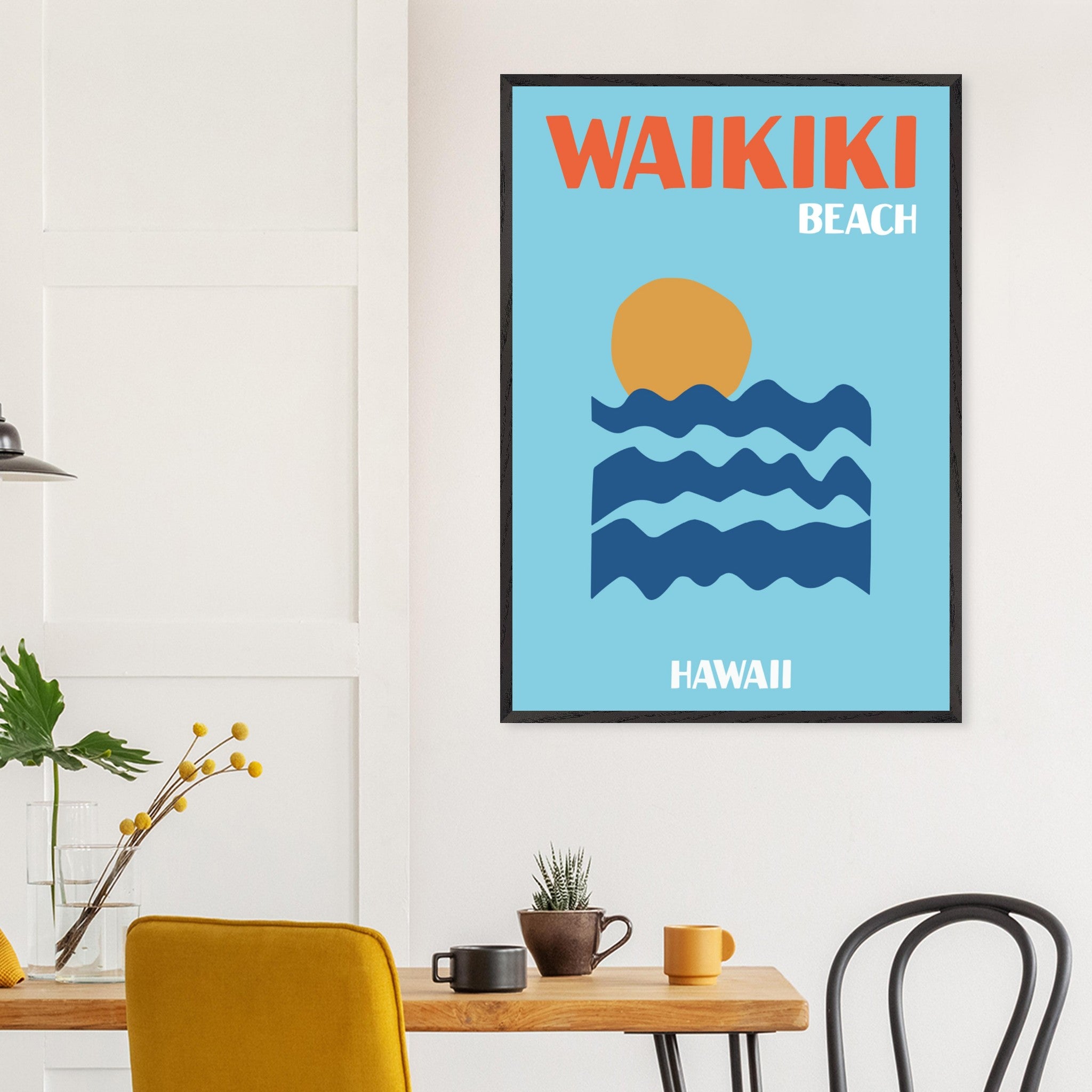 Artfulprints Poster Hawaii - Waikiki Beach  - 70x100 cm - Blauw