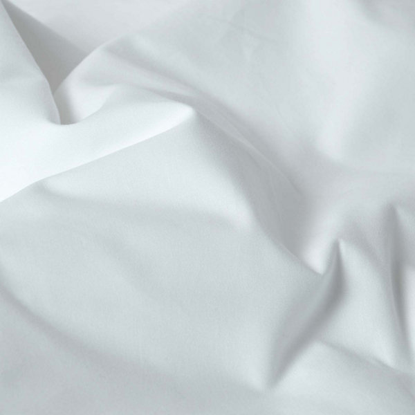 Drap plat uni 100 % coton égyptien 200 fils blanc, 275x275 cm - HOMESCAPES