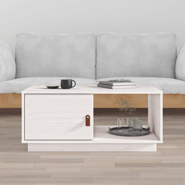 Stolik Kawowy Ława Stół Biały Drewniany 80x50x35.5 Przegrody Do Salonu