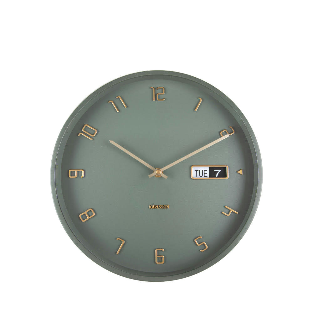 DATA FLIP - Horloge murale ronde D30cm vert