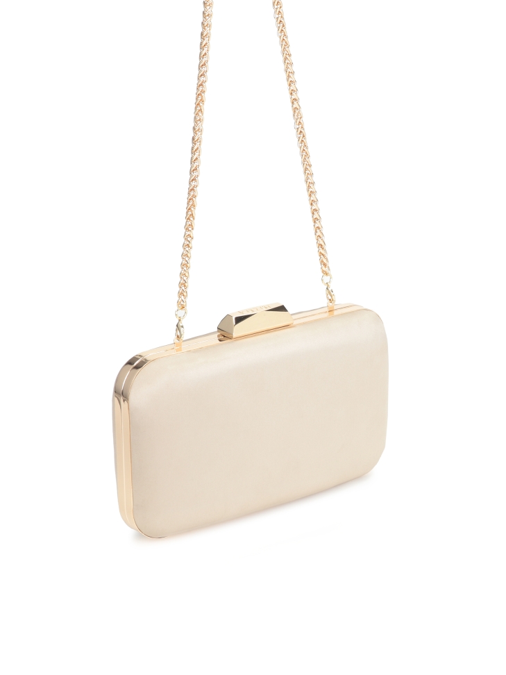 Beige wedding bag in the form of a rigid box