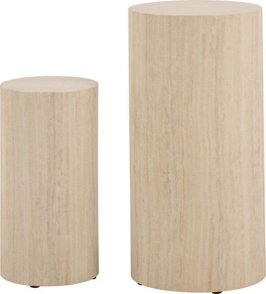 Zestaw 2 STOLIKI Dice wysokie 34x70 i 25x50 cm trawertyn