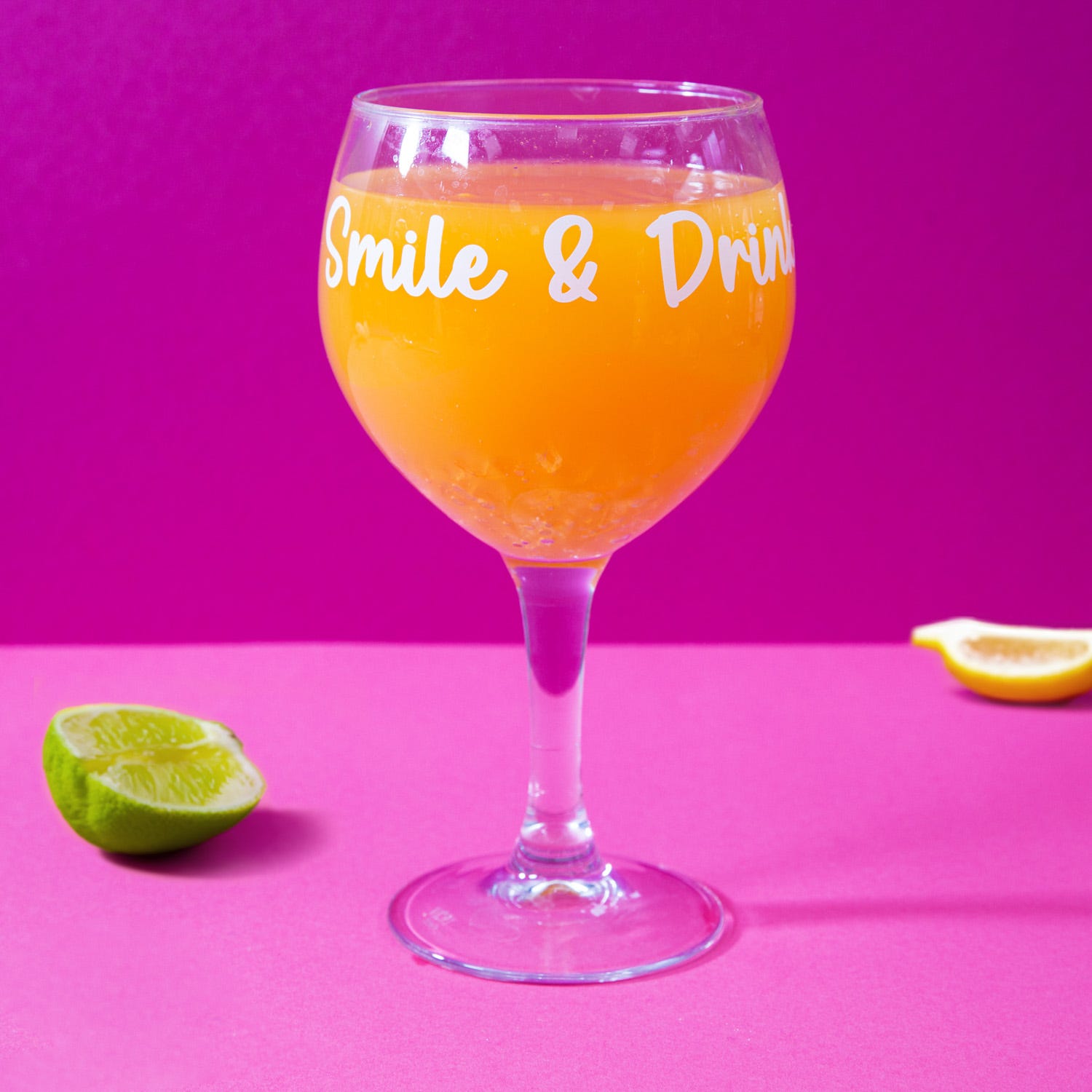 Calice in vetro scritta Smile e drink 620 ml