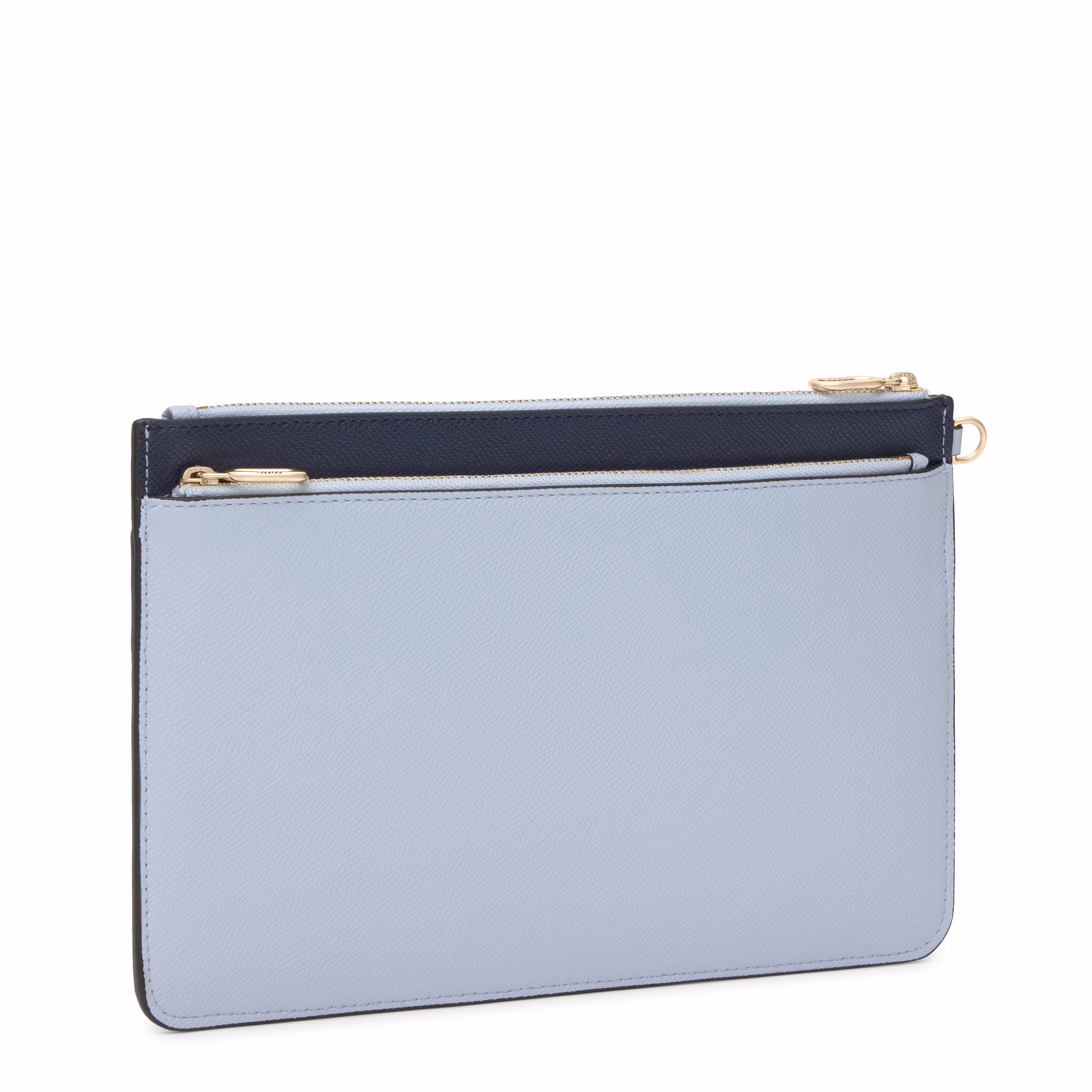 Clutch azul marino y gris Audree Saffiano