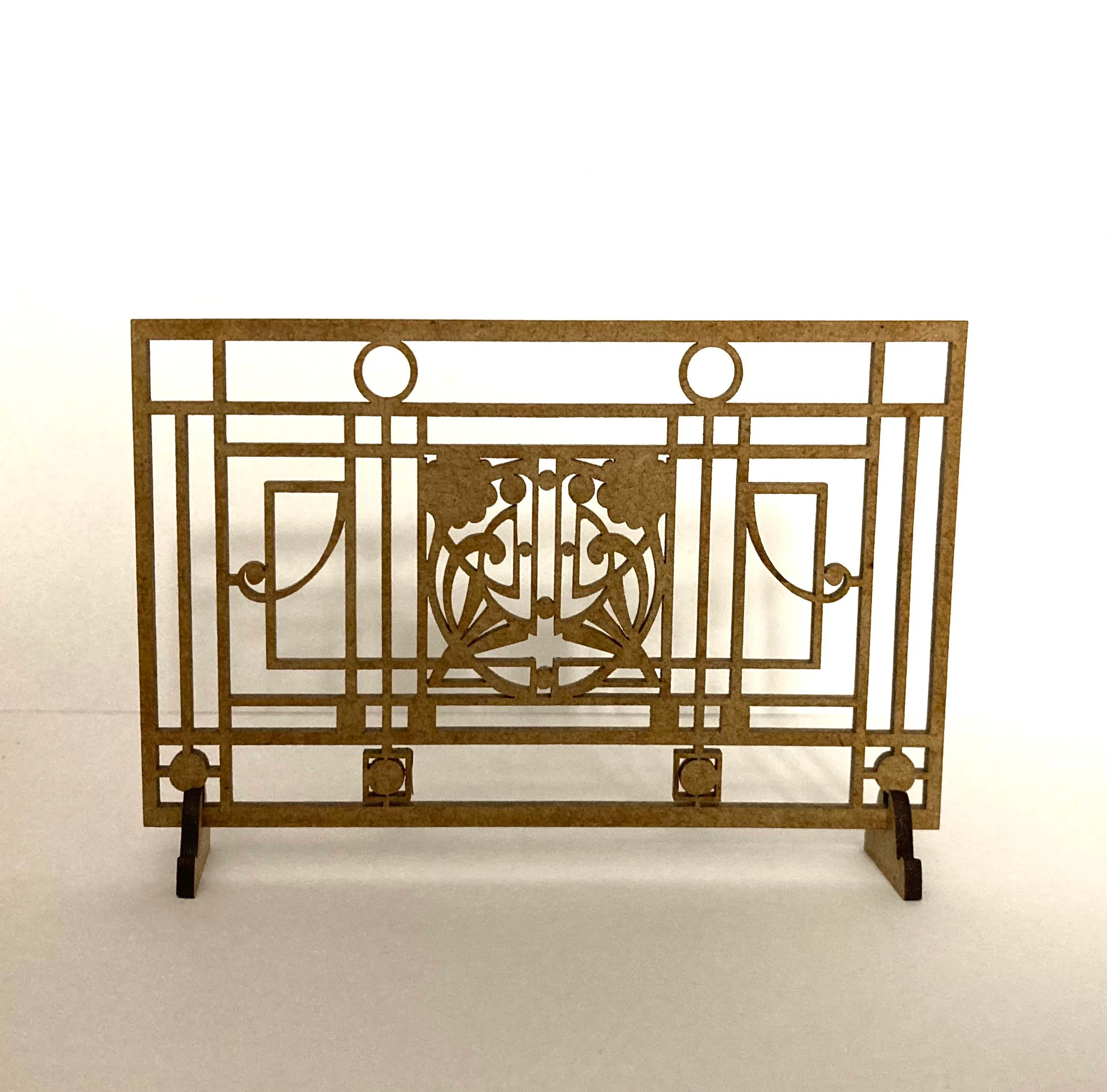 Art Deco Miniature Fireplace Screen: 1/12 Scale Dollhouse DIY Kit