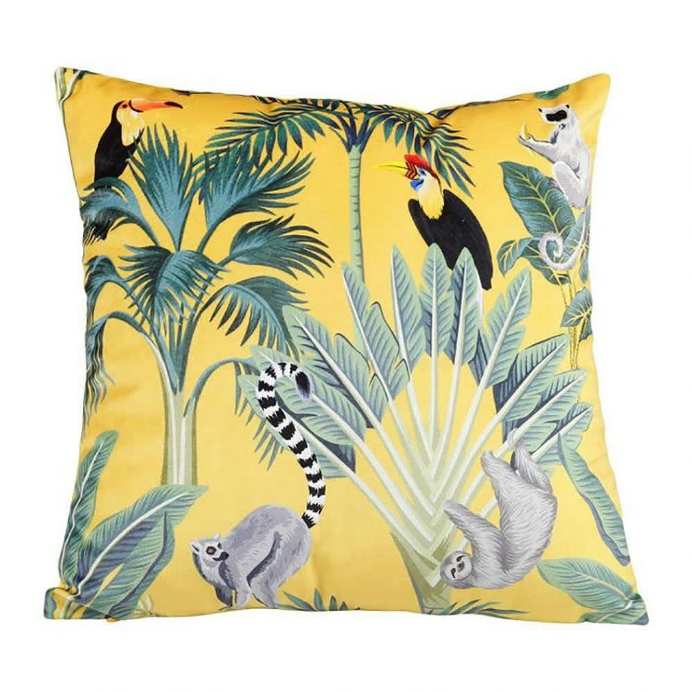 JUNGLE - Housse de coussin effet velours 40x40cm