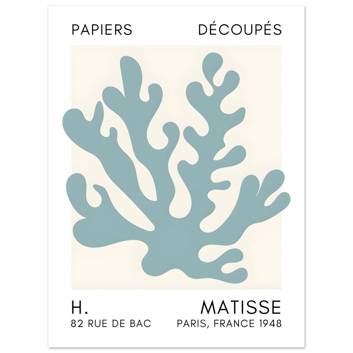Artfulprints Poster Matisse – Saltflower shapes turquoise  - 30x40 cm - Turquoise