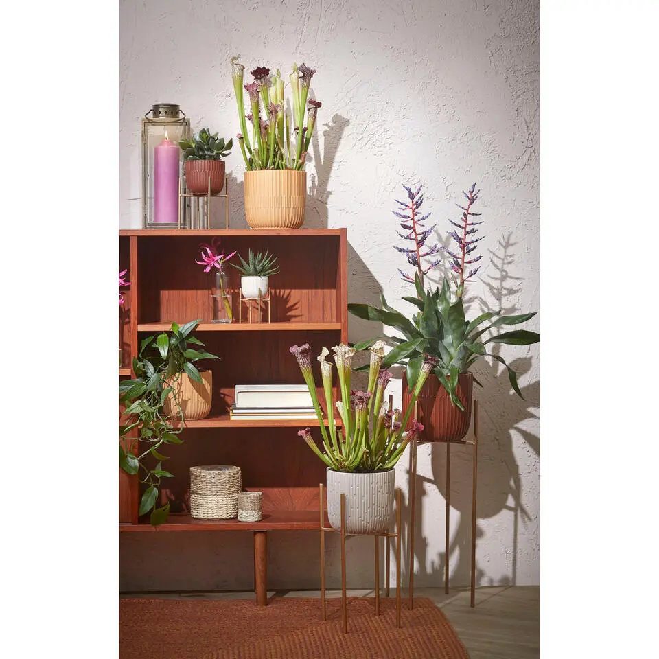 Mica Decorations Plantenpot - keramiek - mat wit - 17,5x16cm