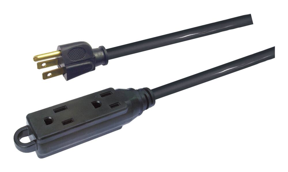 NOMA 32-ft 10-in 16/3 Light Duty Extension Cord  with 3 Grounded Outlets. Audio / Visual,  Black