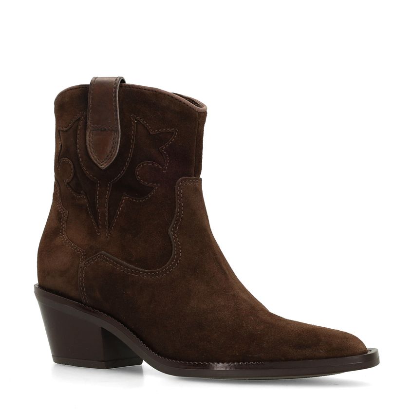 Manfield Bruine suède cowboy laarsjes