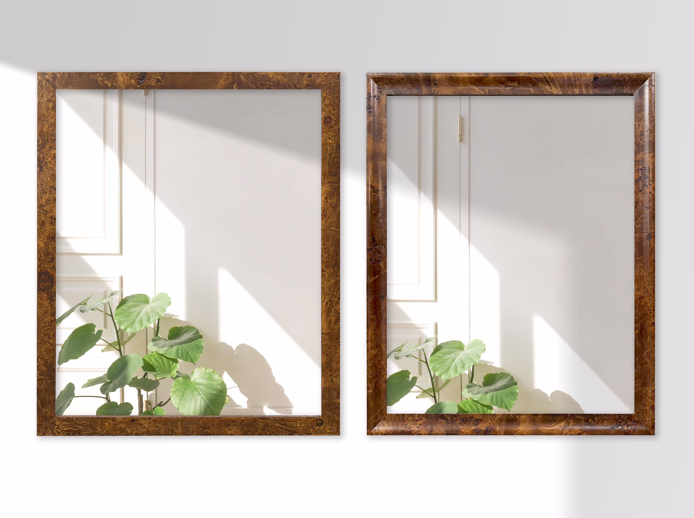 Caramel Burl Mirror Rich Brown Traditional Custom Picture Frame Statement Piece Home Decor Classic Decor Wall Mirror Bathroom Custom Sizes
