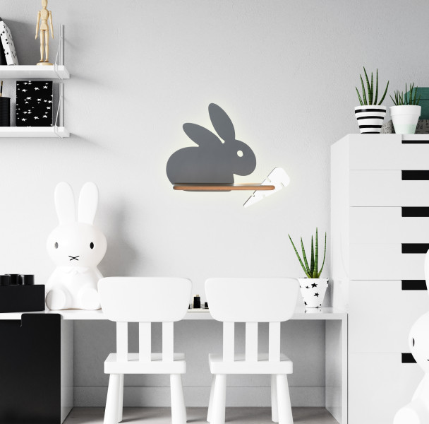 Lampa kinkiet RABBIT 4w led 4000k iq kids szary biały