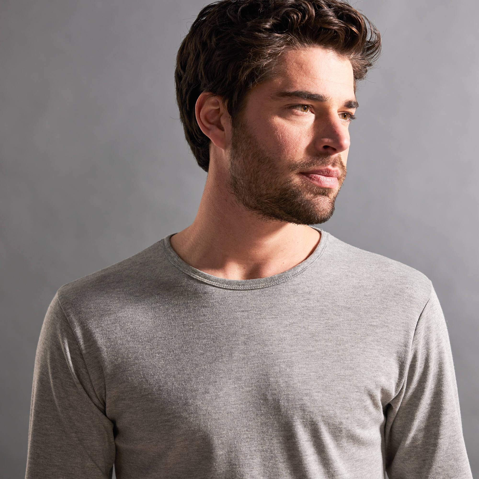 T-shirt sous-v&ecirc;tement homme col rond manches longues chaleur douce - lot de 2