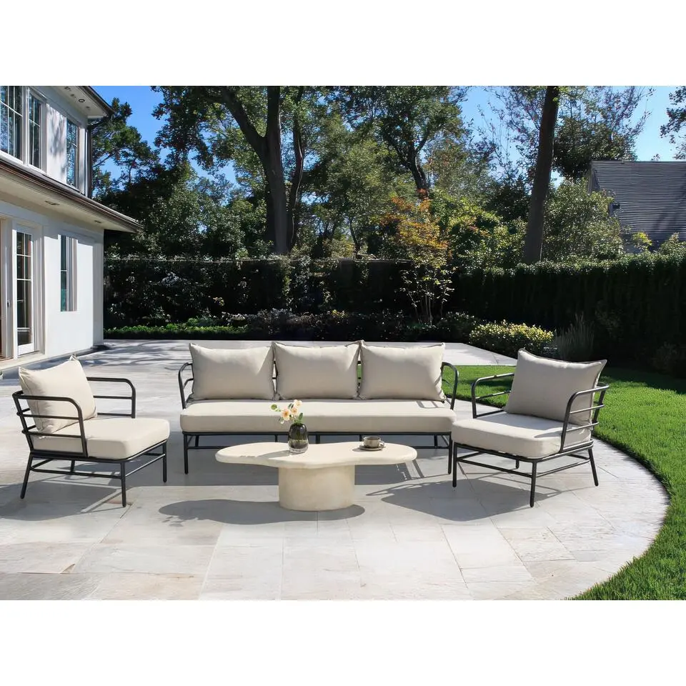 PONZONE - Loungeset 5-zits - Lichtbeige - Aluminium