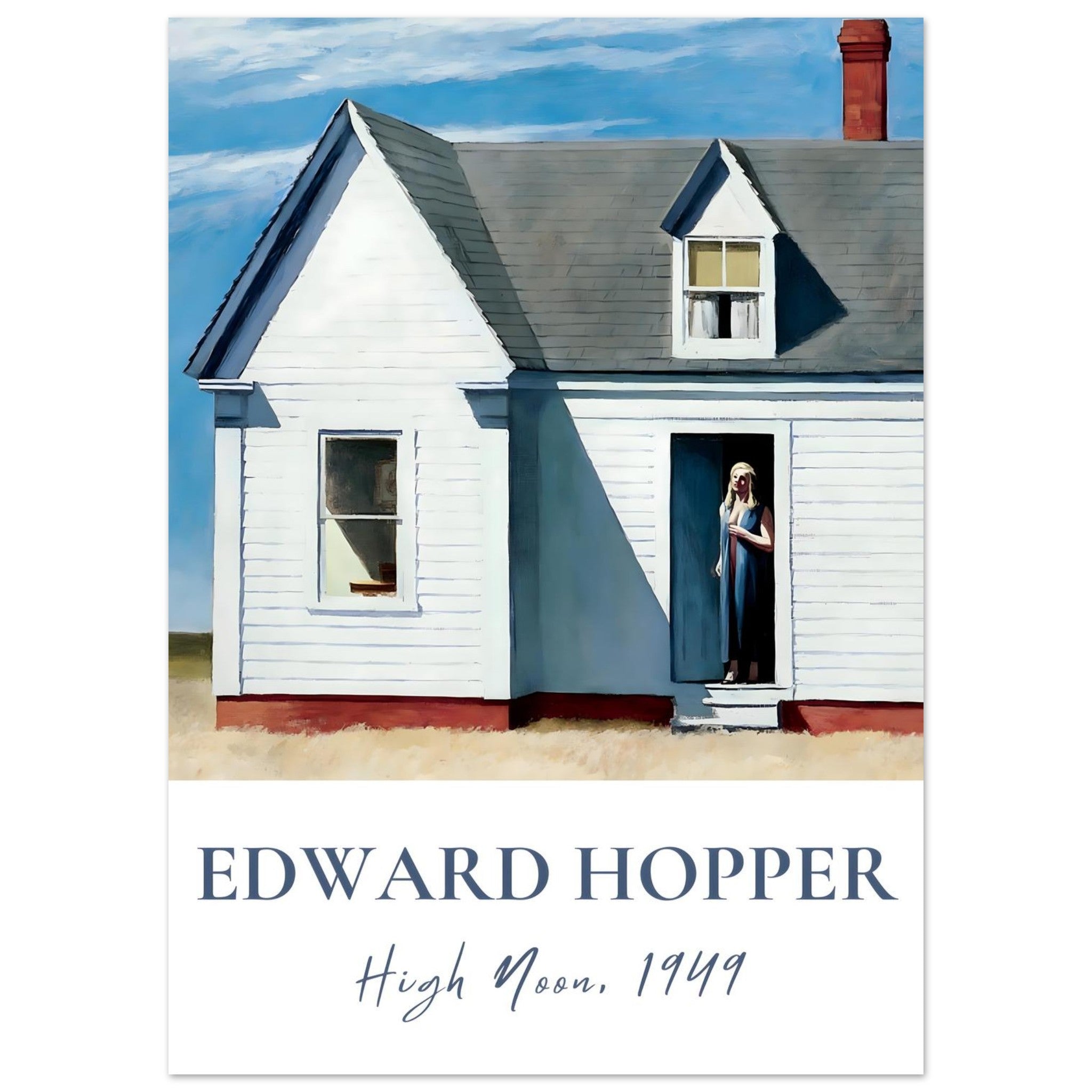 Artfulprints Poster Edward Hopper - High noon  - 50x70 cm - Blauw