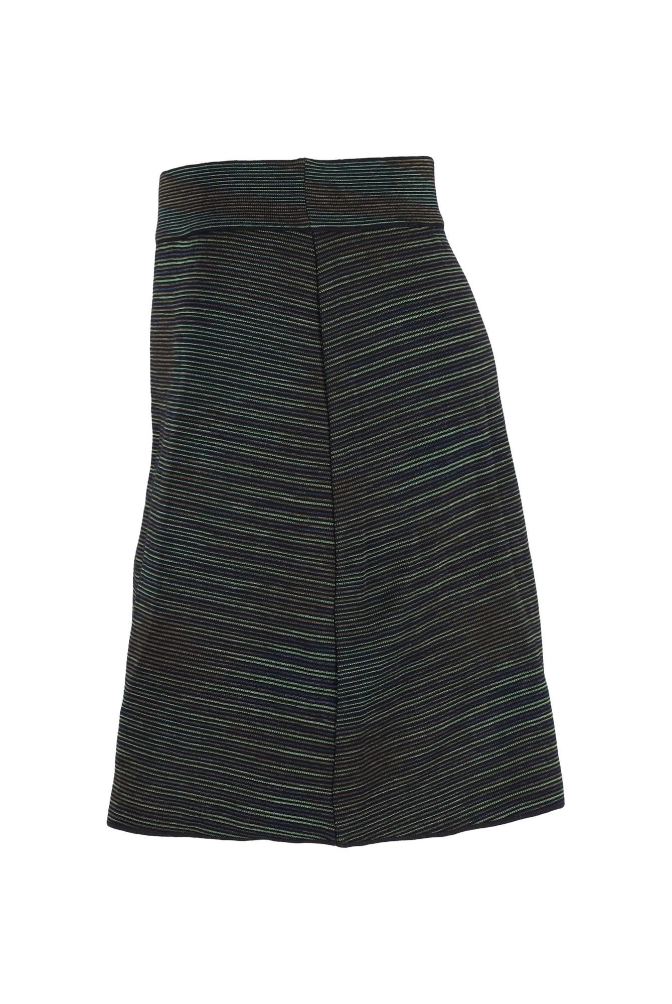 M Missoni Preloved Striped Mini Skirt in Green Wool
