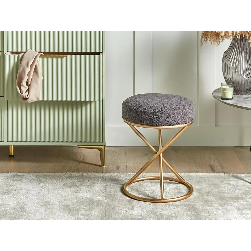 PRESHO - Hocker - Grijs - Boucl&eacute;