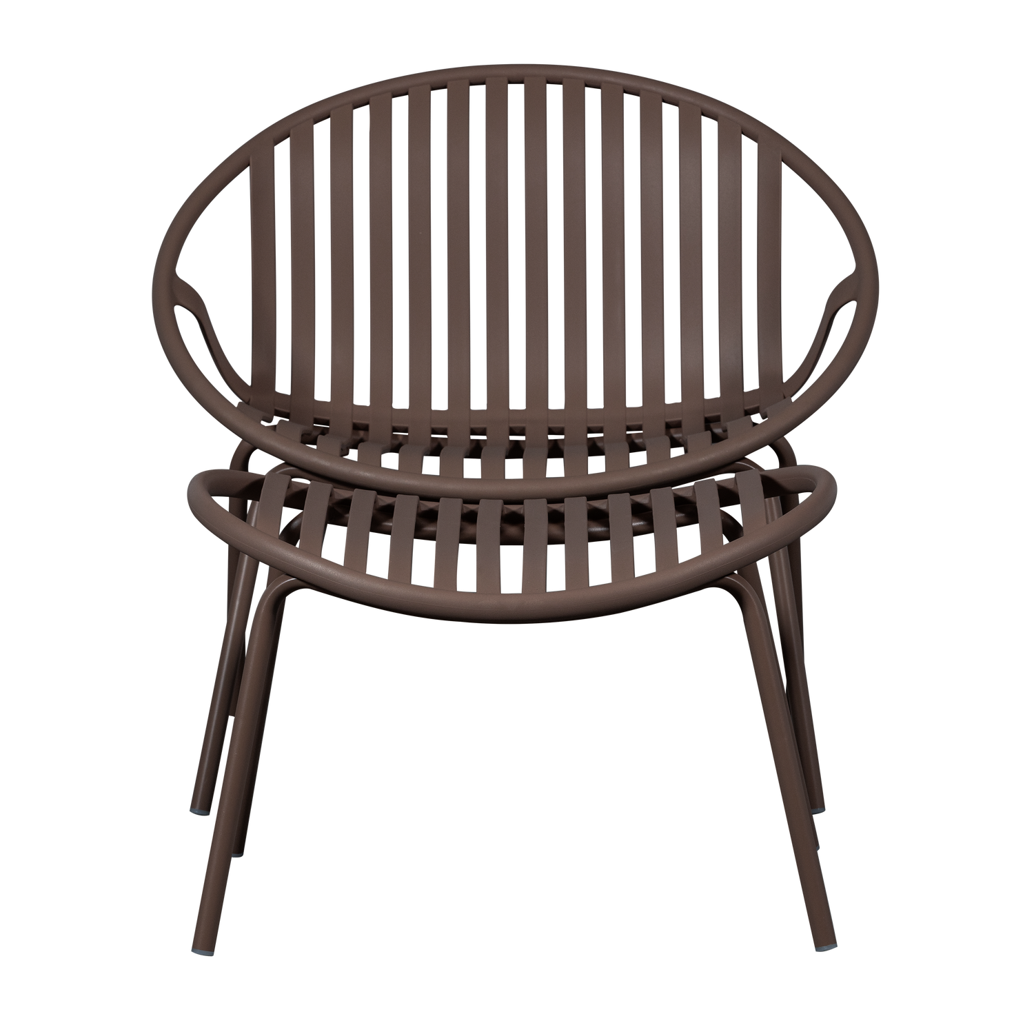 WOOOD loungestoel met hocker Bruce - Polypropeen/Metaal - Paars/Bruin - 73x81x72