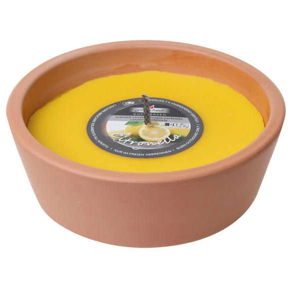 Outdoor-Kerze, Ø: 18,5 cm, gelb, Duft: Zitronella