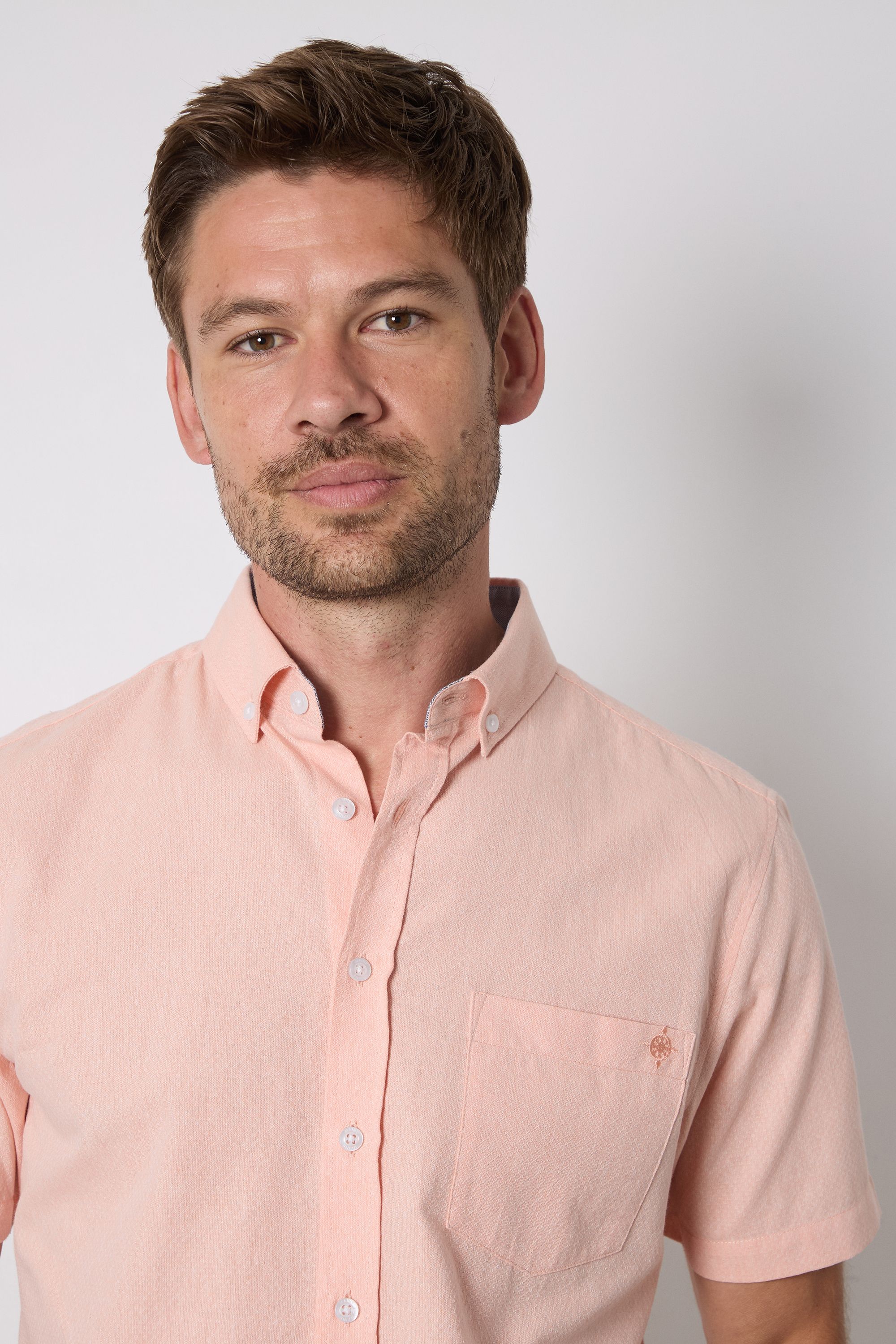 Maine Orange Textured Short Sleeve Shirt