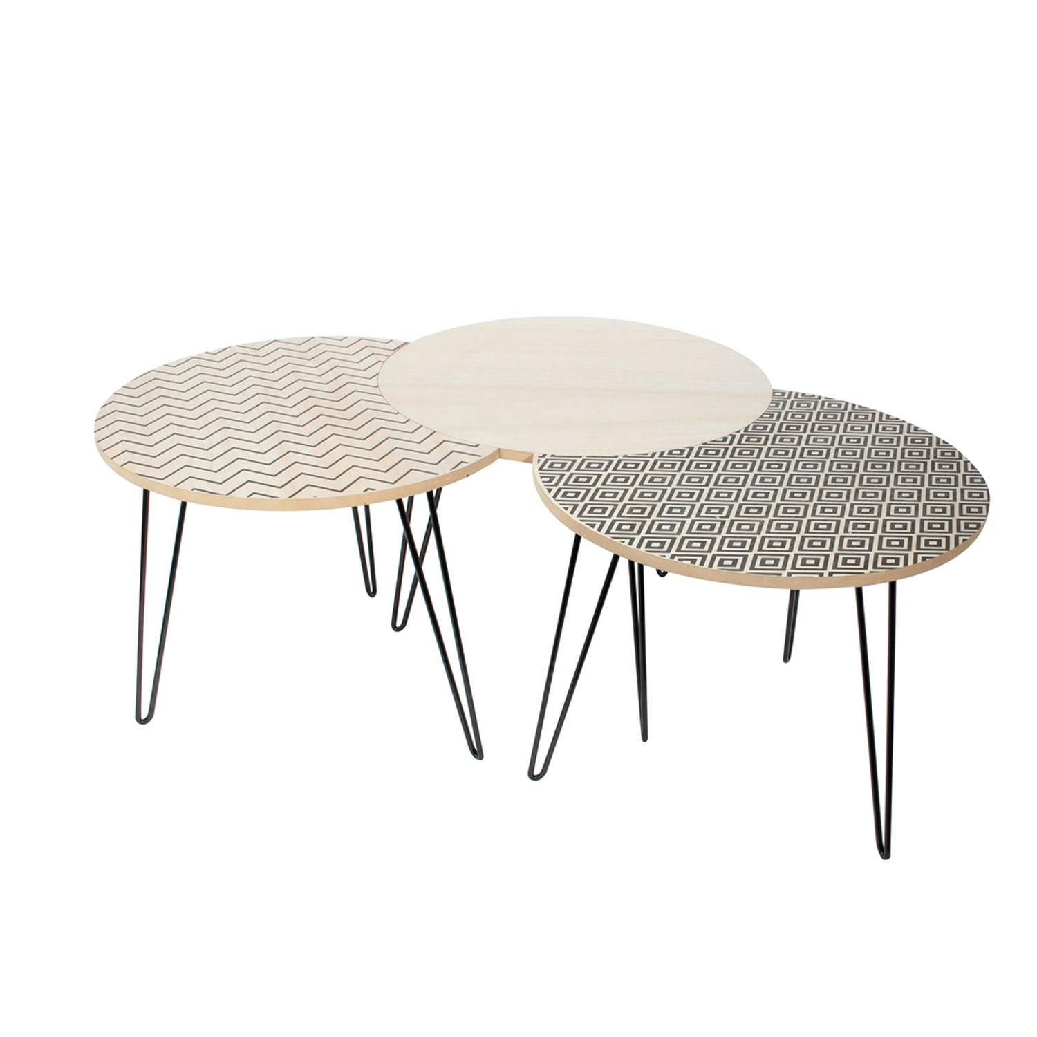 - Trio de tables gigognes beige