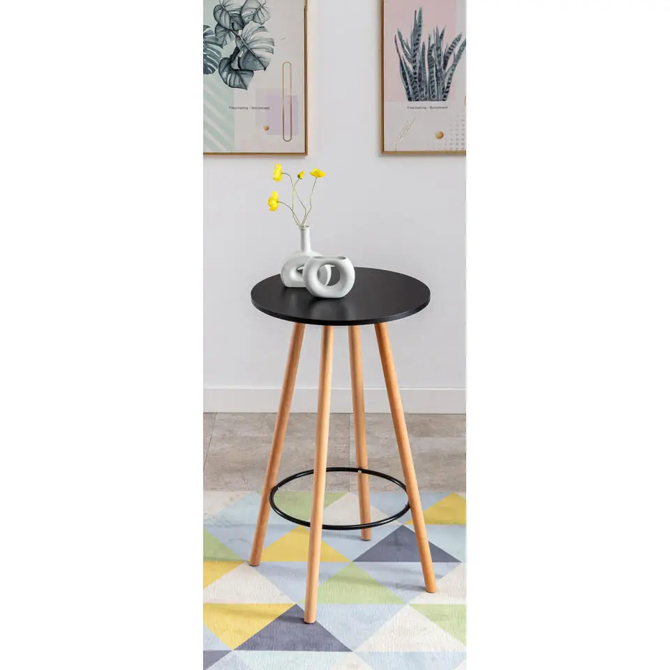 CLP Bartafel Mijas natura (ronde) Frame - Hout - zwart