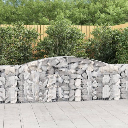 NNEVL Arched Gabion Baskets 2 pcs 400x30x100/120 cm Galvanised Iron