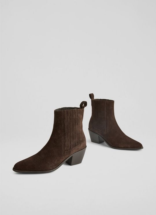 Jolene Chelsea Chocolate Suede Ankle Boots