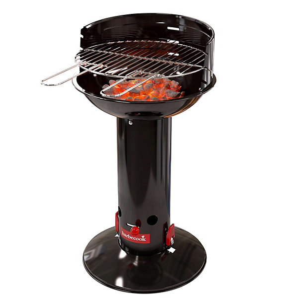 Barbecue charbon horizontal barbecook acier noir 74.5 x 41.4 x 41.4 cm pied inclus