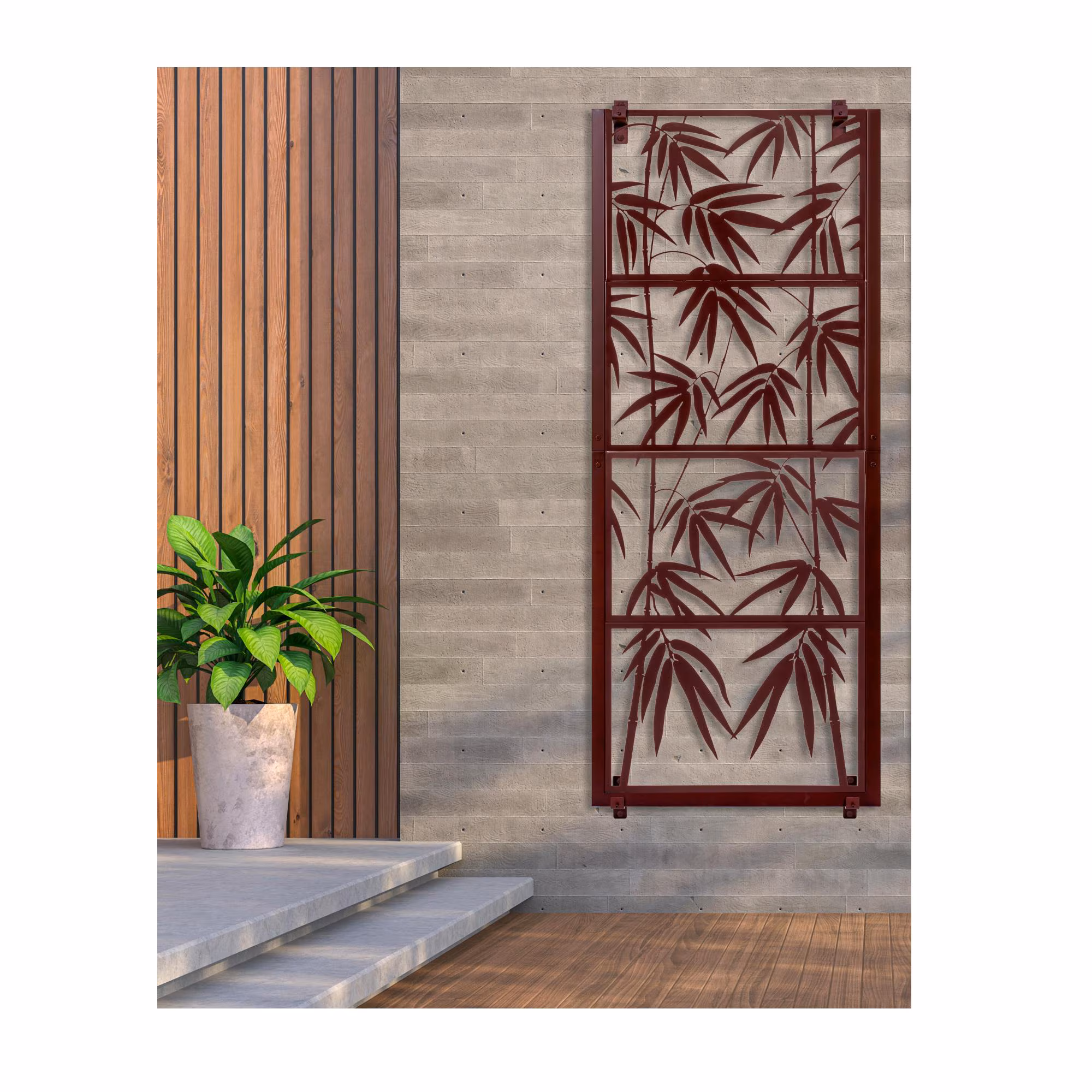 H Potter Trellis Screen with Wall Brackets Patio Deck Balcony, Metal 82 Inches Tall, Indoor Outdoor, Heavy Duty Iron Frame Laser Cut Pattern