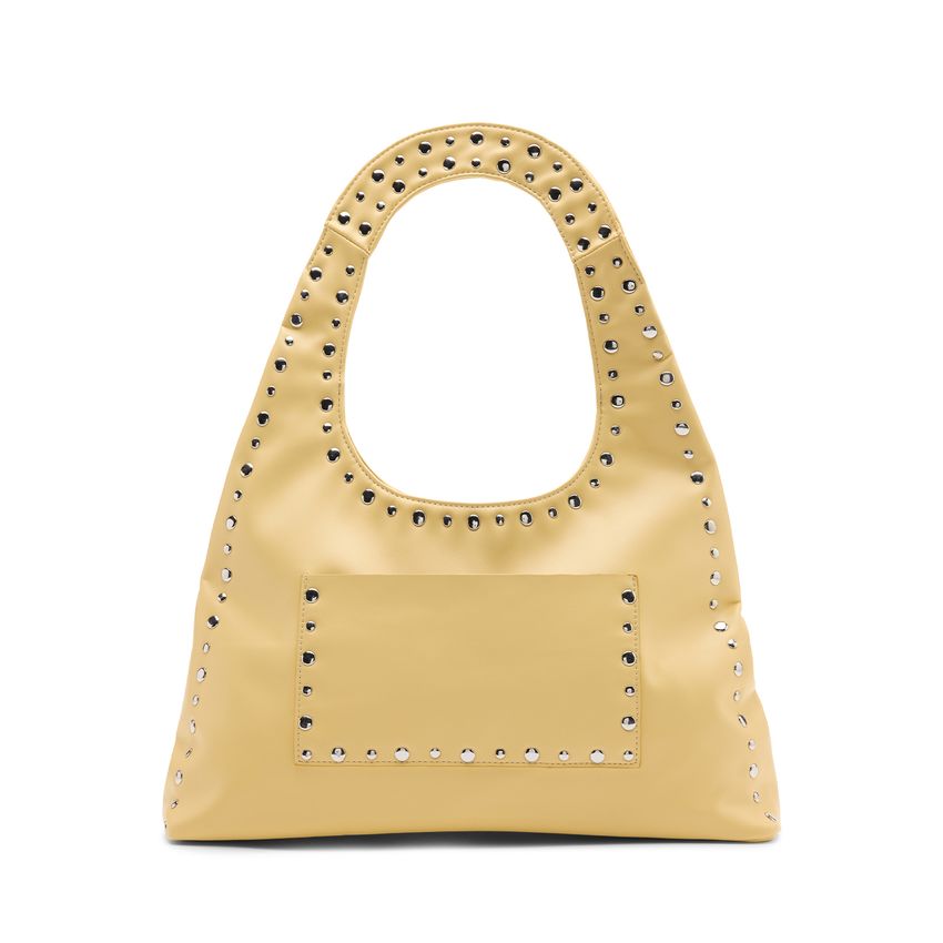 Manfield Gele handtas met zilveren studs