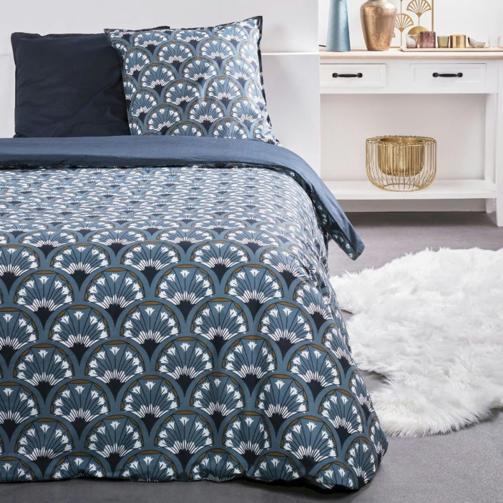 - Parure de couette 100% coton 57 fils imprimée 240x220 2 taies