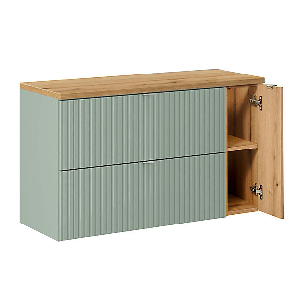 Meuble sous-vasque 100cm Jade Vert et Bois