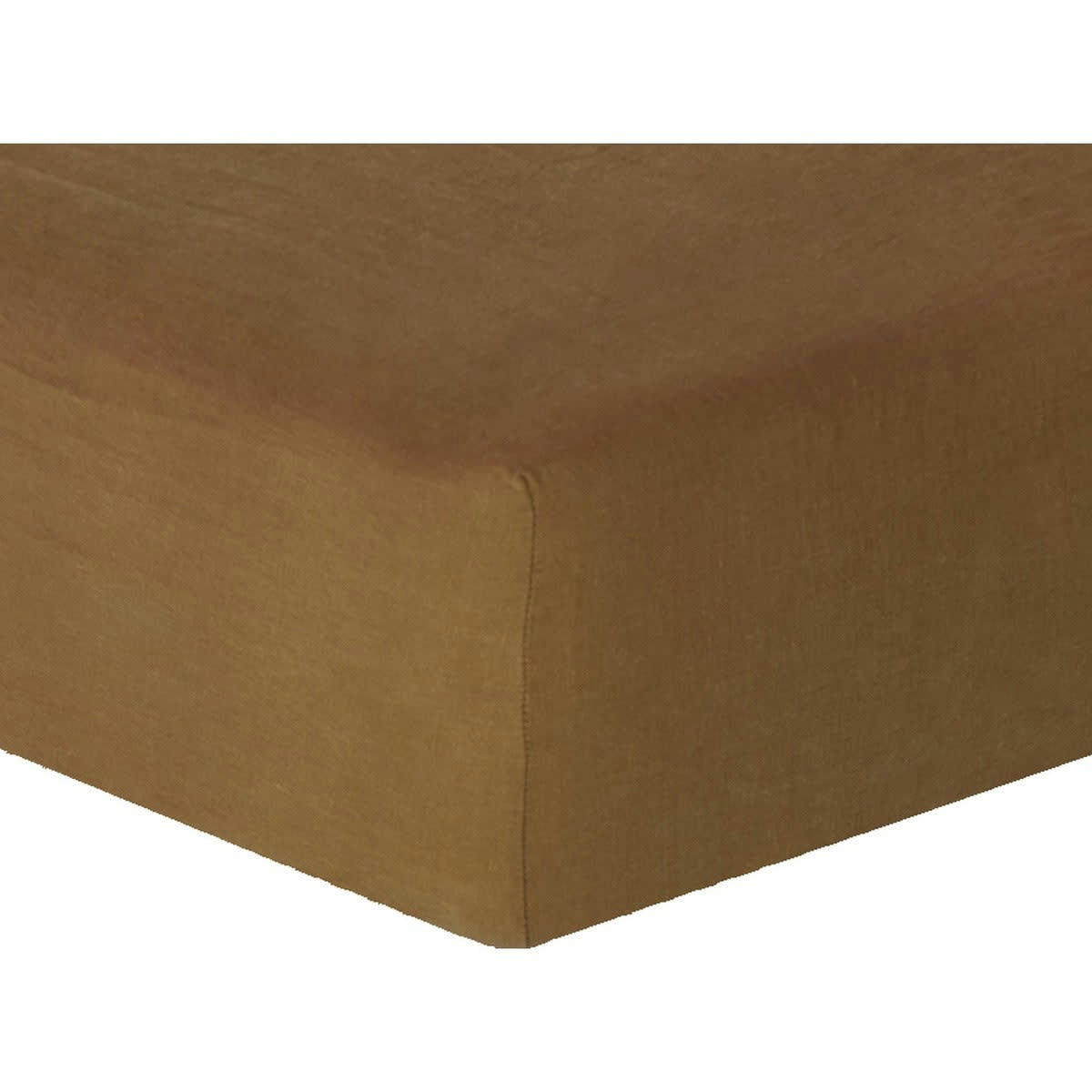 HORTENSE - Drap housse lin lavé  200x200x40 bronze