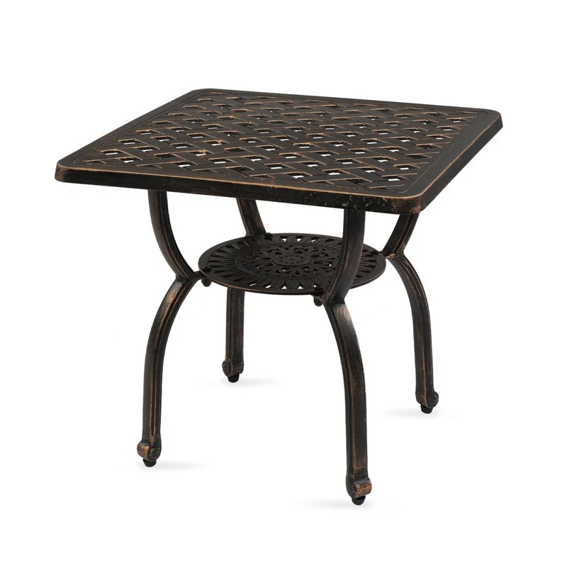Cast Aluminum Outdoor Side Table Anti-Rust Outdoor Square End Table
