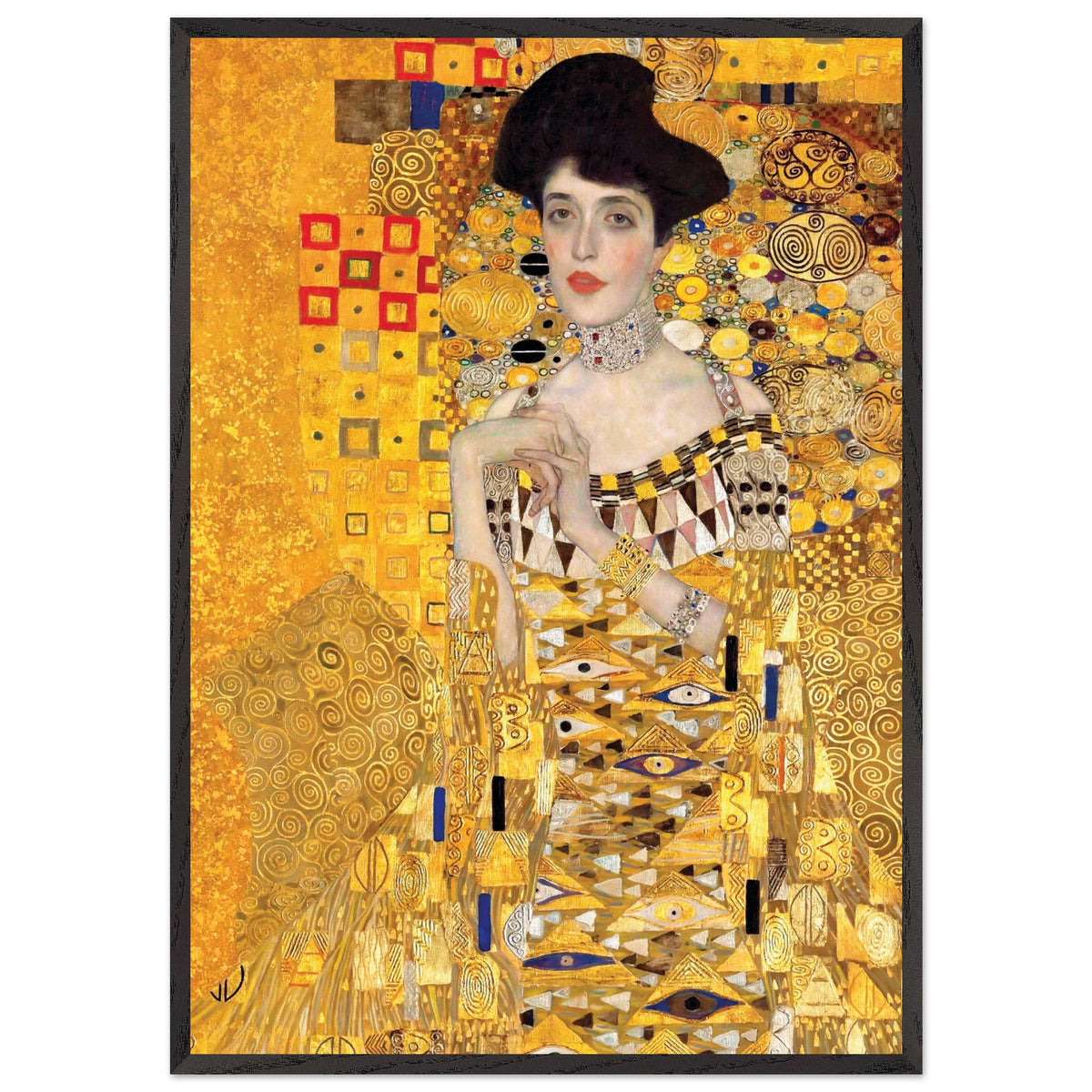 Artfulprints Poster met Lijst Gustav Klimt - Portrait of Adele Bloch-Bauer I  - 70x100 cm - Geel