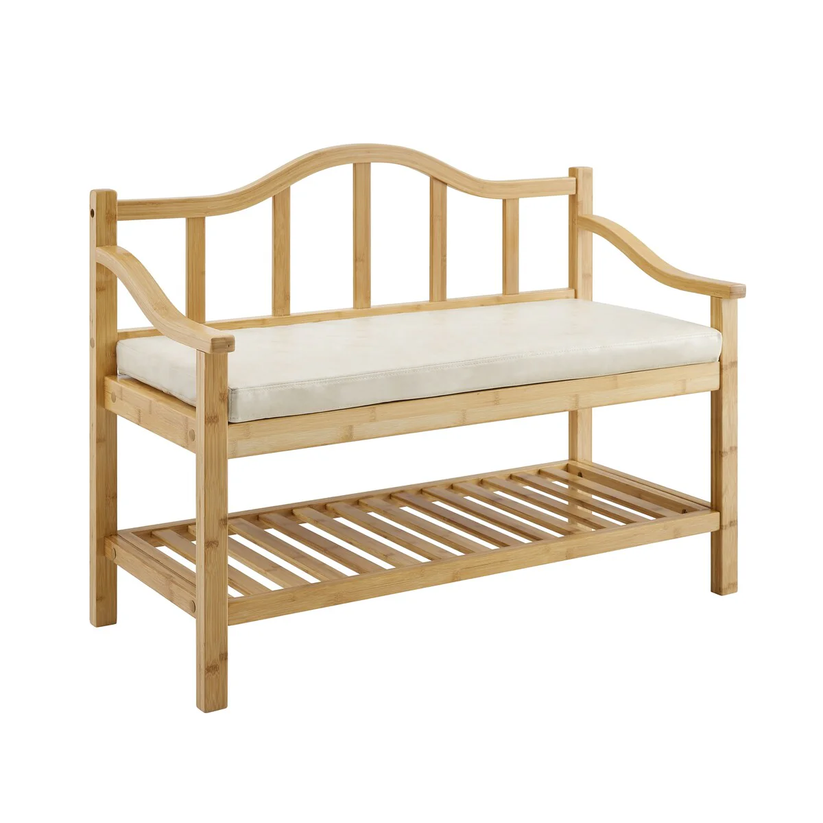 Art Leon Wooden Frame Shoe Storage Bench with Fabric Cushion