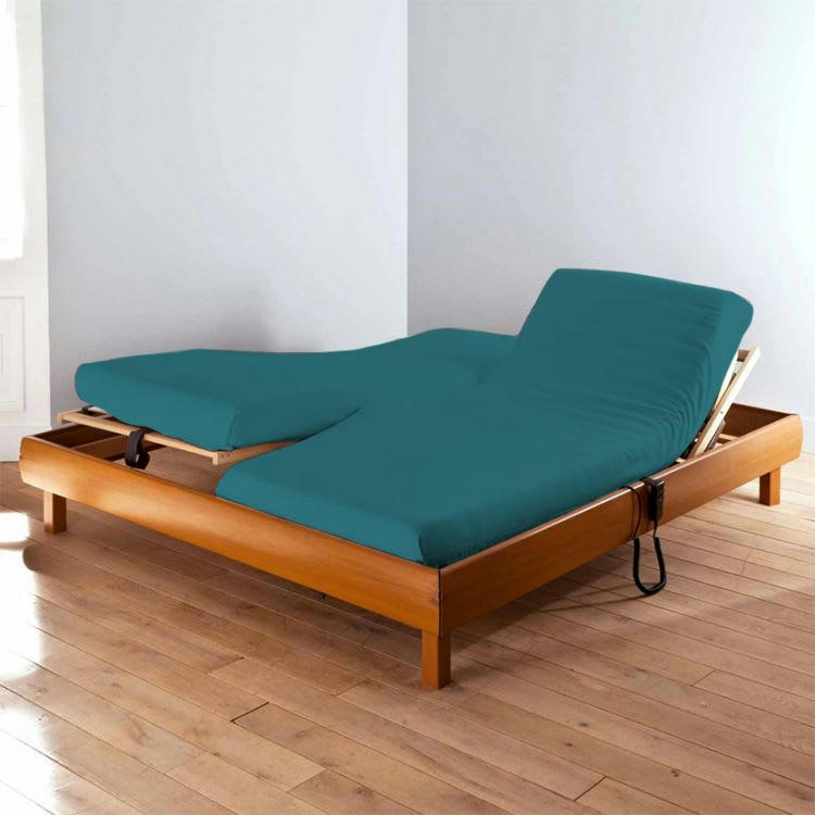 PERCALE MONTELEONE - Drap housse en Coton Bleu 2x90x200 cm