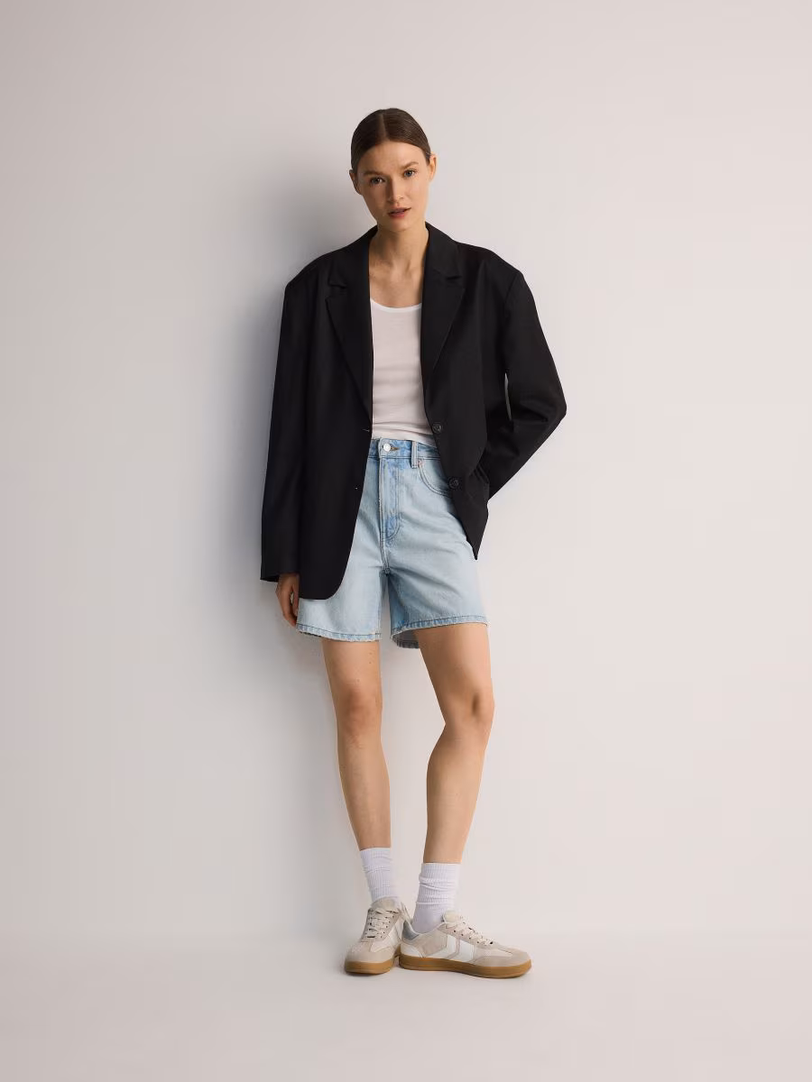Denim Shorts With Wash Effect
