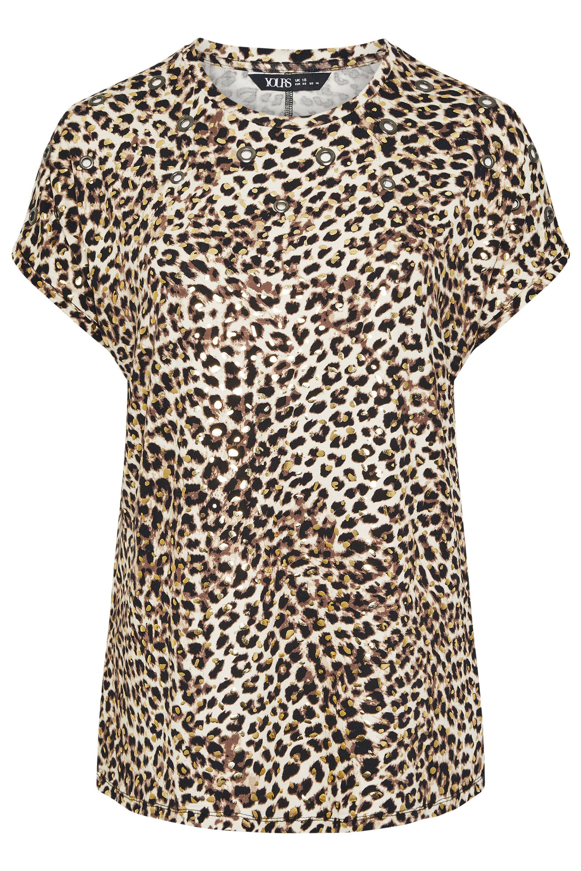 Yours Leopard Drop Shoulder Top