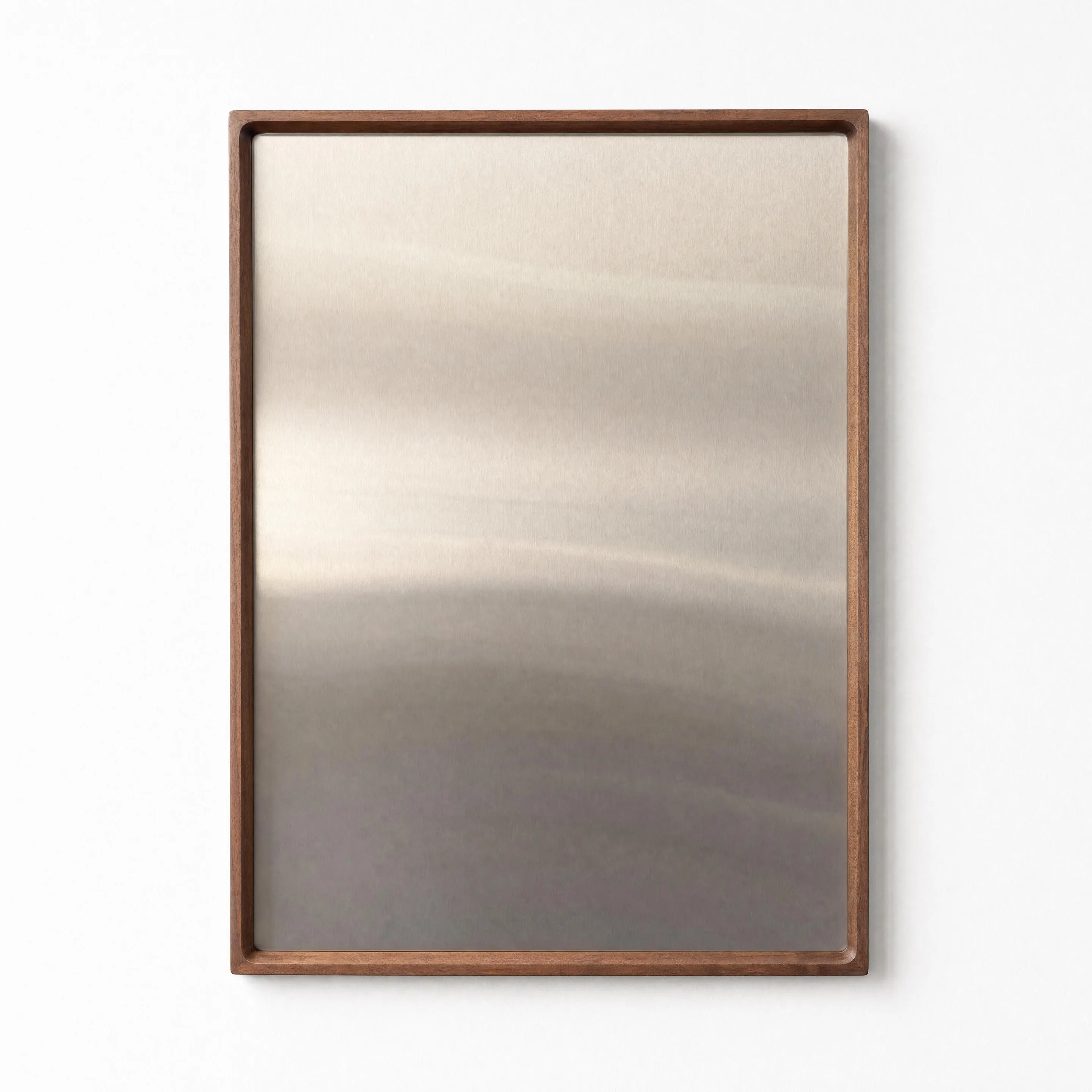 Walnut Wood Framed Magnetic Board, Stainless Steel Photo Display, Office Organizer, Minimalist Decor