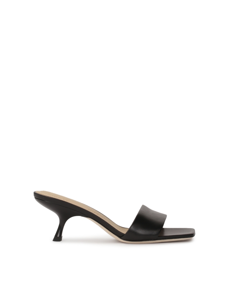 Black mules with low original heel