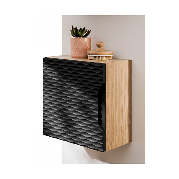 Meuble de rangement YOKA1 porteChene clair et noirL35 x P19 x H35 cmMeuble suspendu