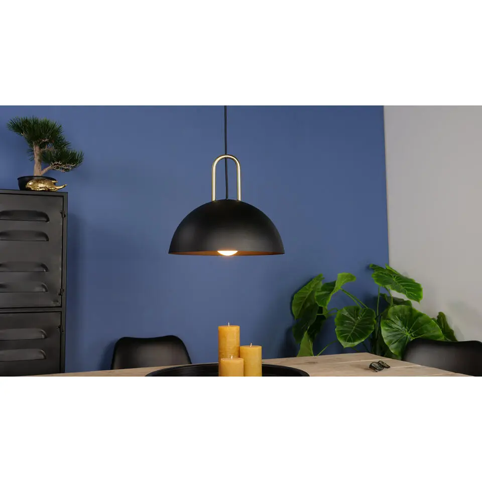 EDI lightCalmaneraHanglamp-E27-&Oslash;32,5cm-Zwart/Geelkoper