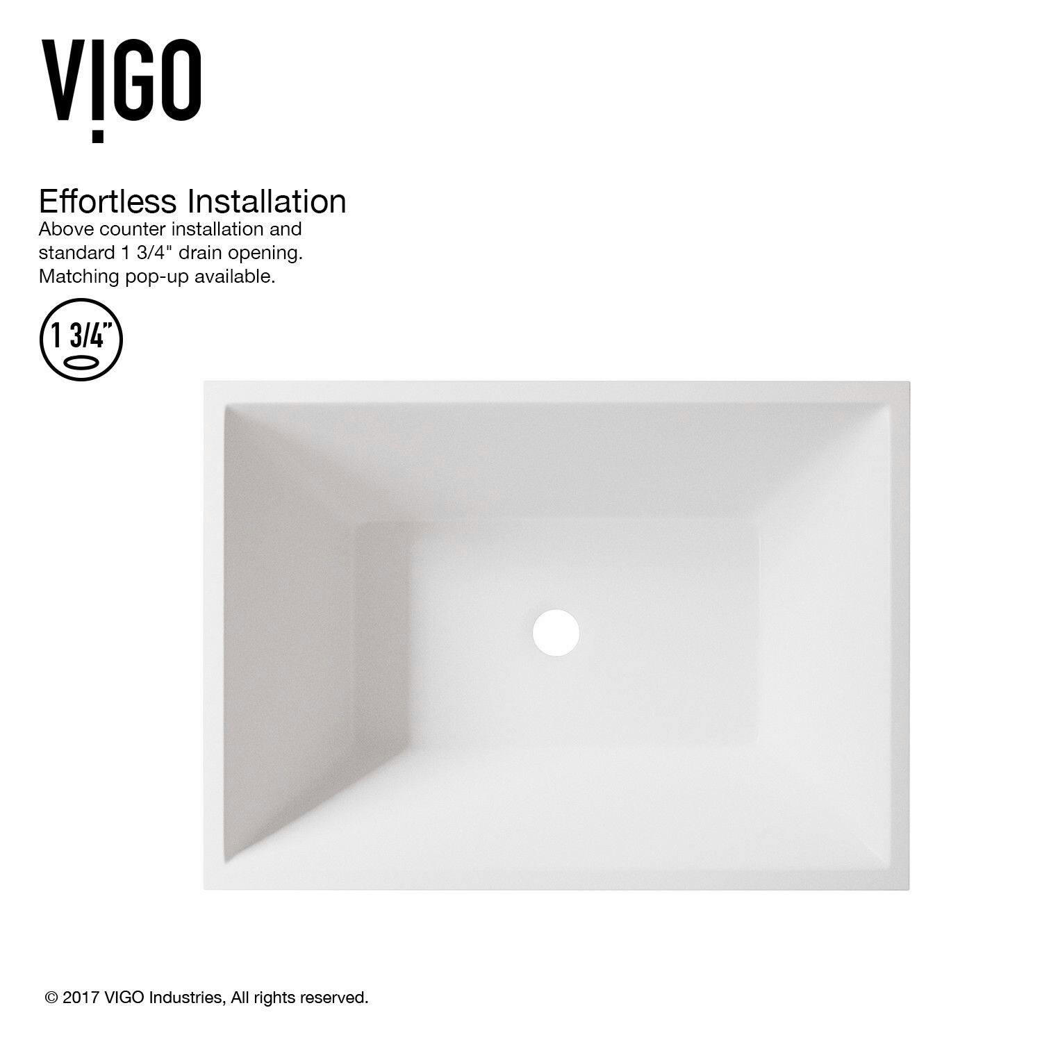 VIGO Vinca Matte Stone™ Vessel Bathroom Sink/Basin with Deep Bowl, White