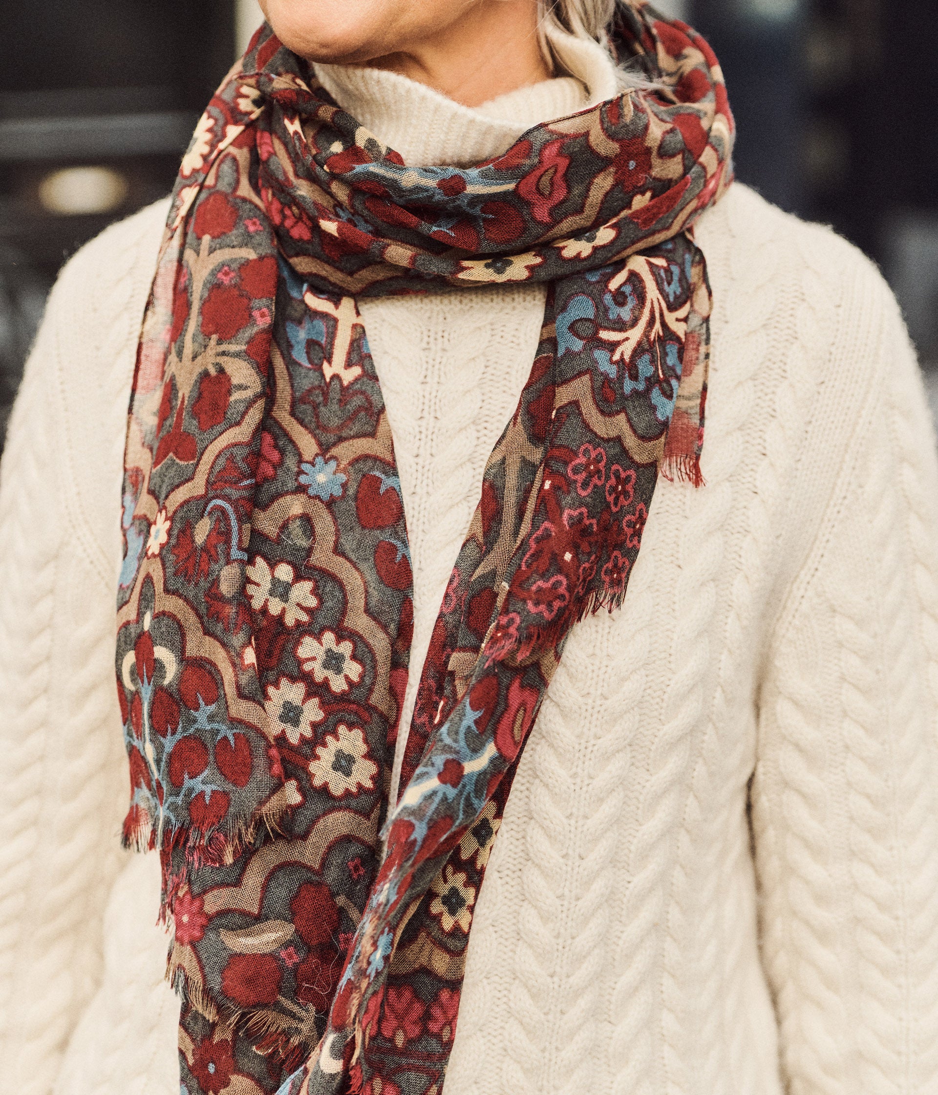 Foulard à fleurs kaki Zuma