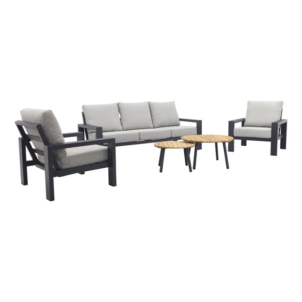 VDG Verano/Mindo stoel-bank loungeset (5-delig) - Royal Grey/Teak