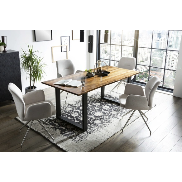 Armstuhl, mit 180° Drehfunktion, BxH: 60 x 89 cm, Strukturstoff/Edelstahl