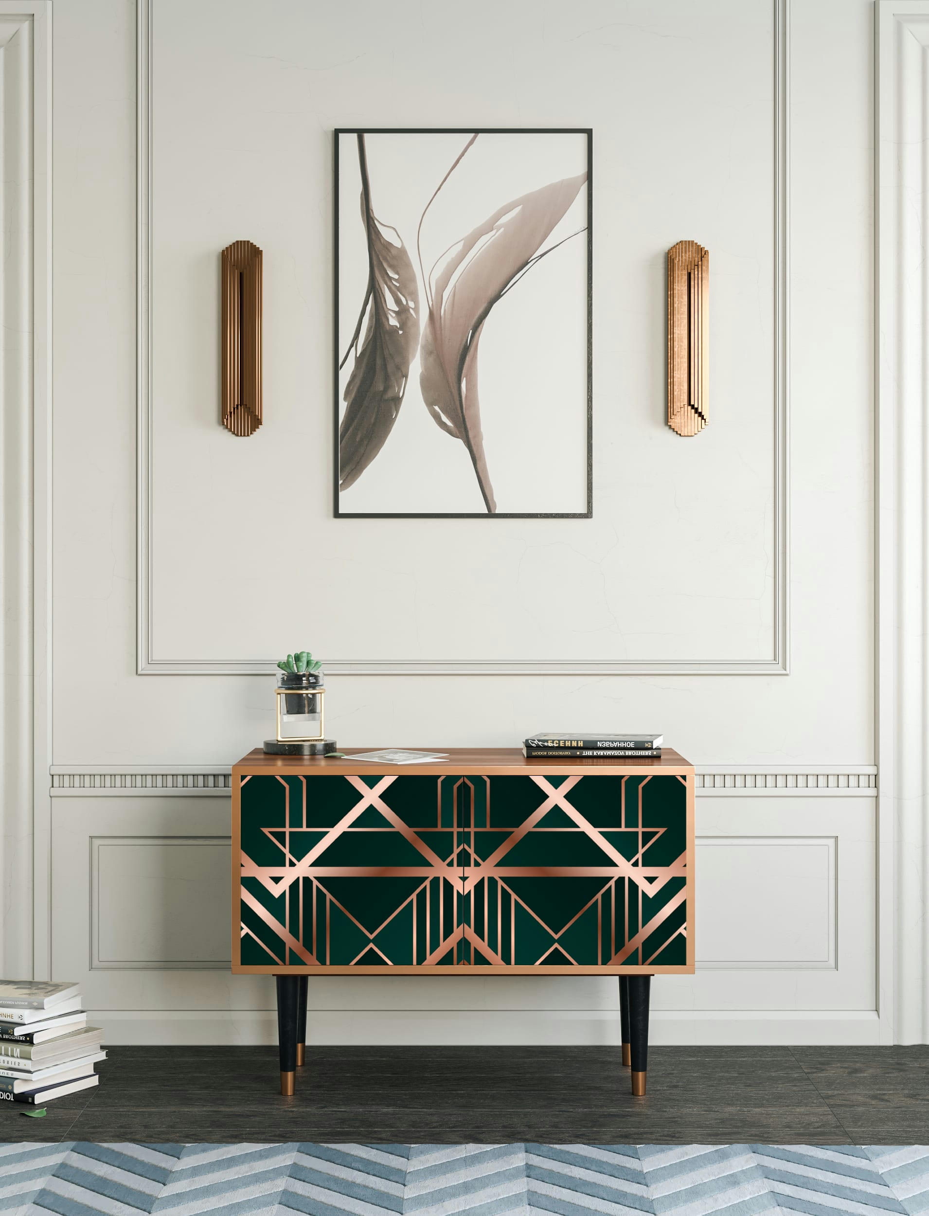 EMERALD GATSBY - Buffet bas  vert 2 portes L 94 cm